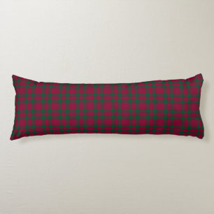 Burgundy Green Plaid Pattern Body Pillow