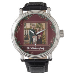 Burgundy Greenery Family Photo Apple Watch Band