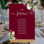 Burgundy Greenery Seating Plan Table Number<br><div class="desc">These elegant burgundy red botanical greenery leaves wedding table numbers can be personalized with your guests' seating plan set in chic typography. The cards are printed on the front and back (double-sided). Designed by Thisisnotme©</div>