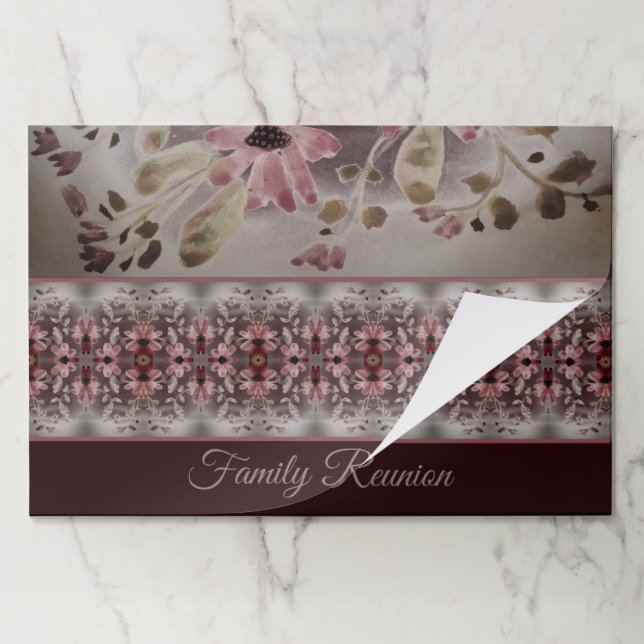 Burgundy Grey And Pink Large Tearaway Placemat (Folded)