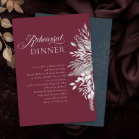 Burgundy Grey Botanical Wedding Rehearsal Dinner