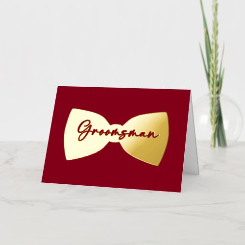 Burgundy Groomsman Bow Tie Foil Greeting Card