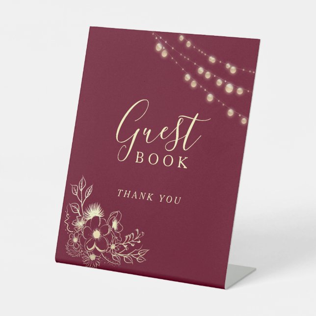 Burgundy Guest Book Wedding Sign (Front)
