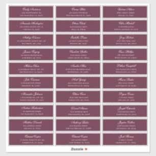 Burgundy guests names and address. Shipping labels