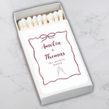 Burgundy Hand Draw Doodle Wavy Border Bow Wedding 