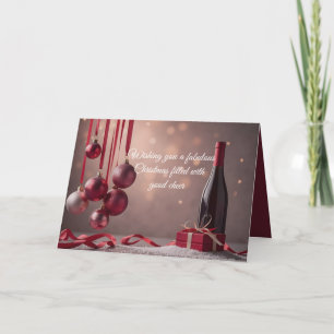 Burgundy hanging ornaments and wine greeting card
