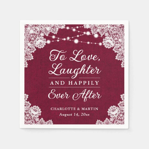 Burgundy Happily Ever After Wedding Napkins