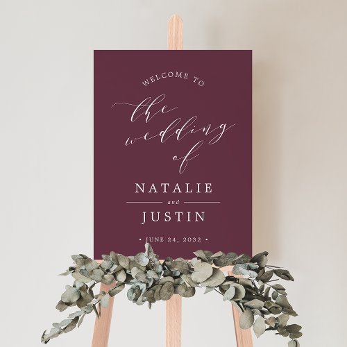 Burgundy  Happily Ever After Wedding Welcome Sign