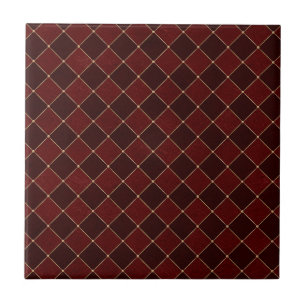 Burgundy Harlequin Rhombuses Effect Geometric Ceramic Tile