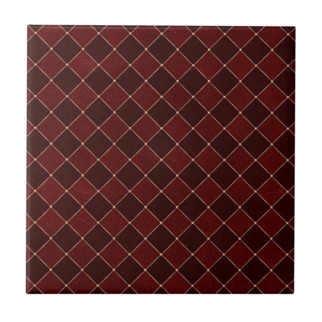Burgundy Harlequin Rhombuses Effect Geometric Ceramic Tile (Front)