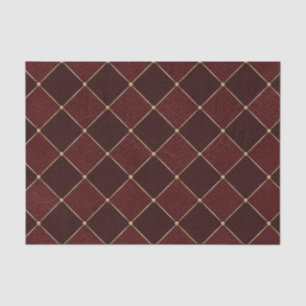 Burgundy Harlequin Rhombuses Leather Effect Tissue Paper