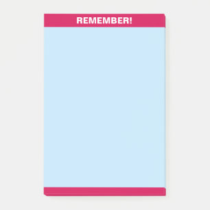Burgundy Header on Light Blue Remember Note