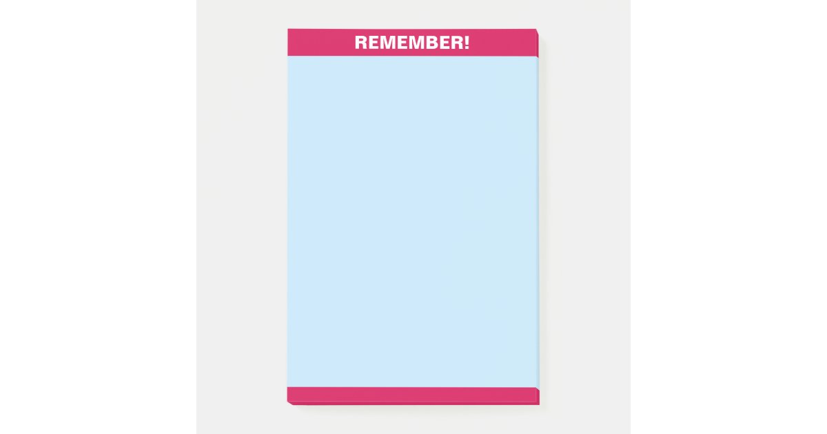 Burgundy Header on Light Blue Remember Note | Zazzle