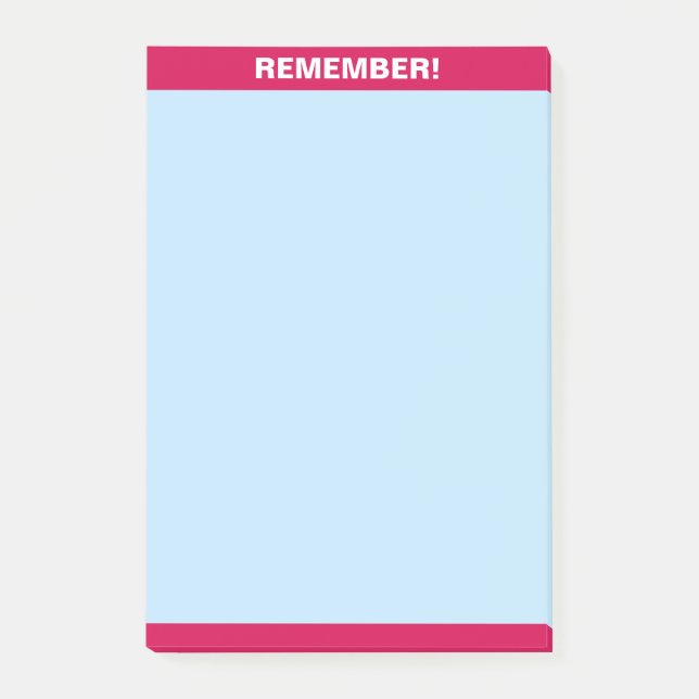 Burgundy Header on Light Blue Remember Note (Front)