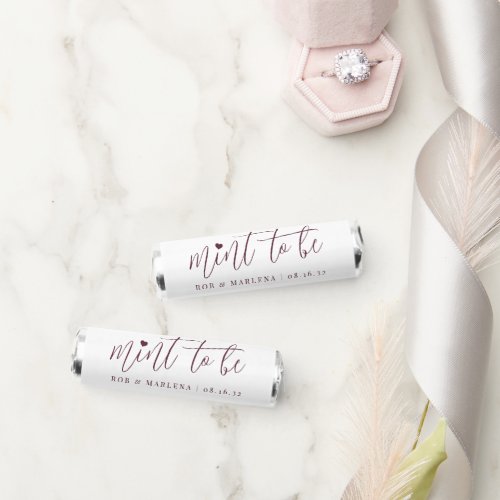 Burgundy  Heart Calligraphy Personalized Wedding Breath Savers Mints