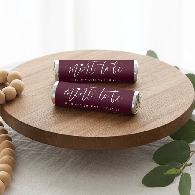 Burgundy | Heart Calligraphy Personalized Wedding Breath Savers® Mints (Creator Uploaded)