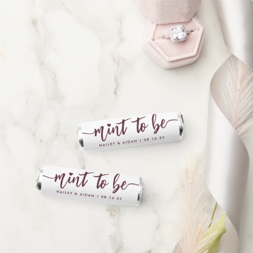 Burgundy  Heart Script Personalized Wedding Breath Savers Mints