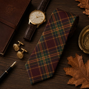 Burgundy Heritage Plaid Old Money Tartan Neck Tie
