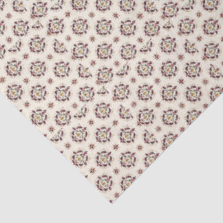 Burgundy Holly Bell Folk Art Christmas Tissue Paper