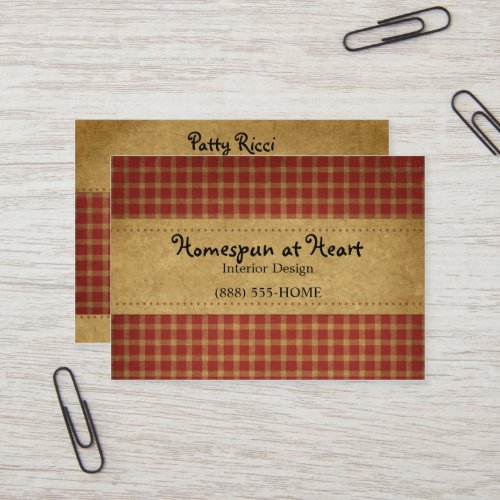 Burgundy Homespun Crafty Business Card