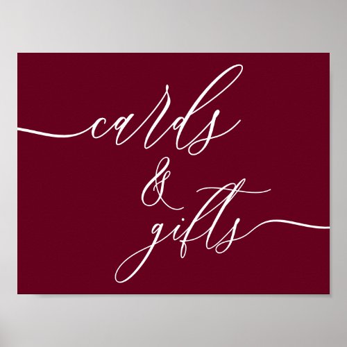 Burgundy Horizontal Calligraphy Cards And Gifts Poster