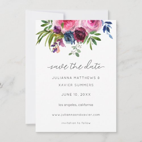 Burgundy Hot Pink  Navy Blue Save the Date