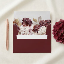 Burgundy Hydrangea Fall Wedding Envelope
