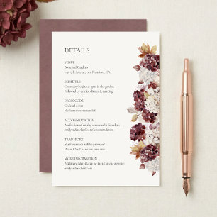 Burgundy Hydrangea Wedding Details Enclosure Card