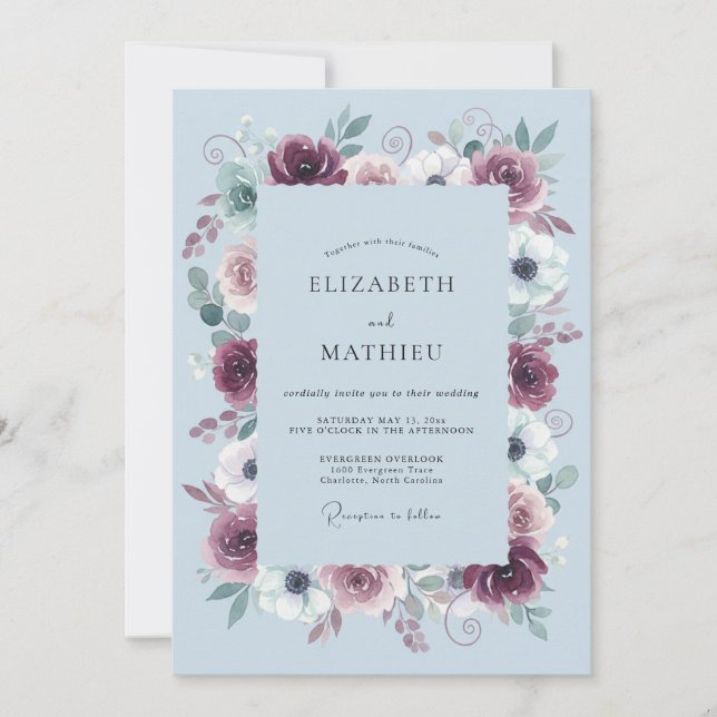 Burgundy Imperial Winter Wedding Invitation (Front)