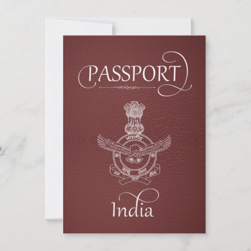 Burgundy India Passport Save the Date Card