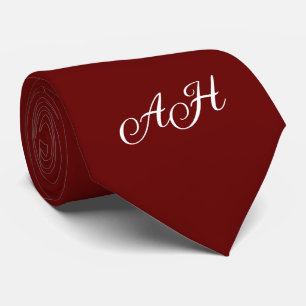 Burgundy Initial Groomsmen Monogram Monogrammed Neck Tie