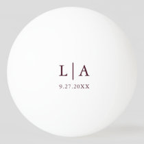 Burgundy Initials Wedding Personalized Ping Pong Ball