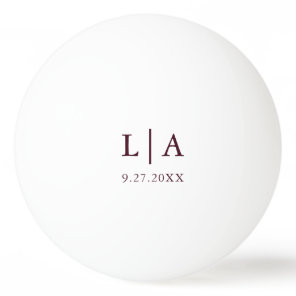 Burgundy Initials Wedding Personalized Ping Pong Ball