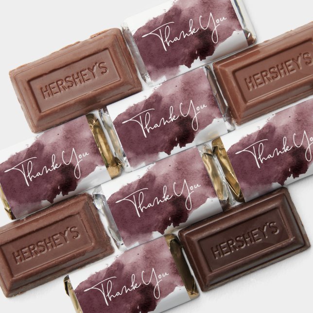 Burgundy Ink Wash Baby Shower Thank You Hershey's Miniatures (Assorted)