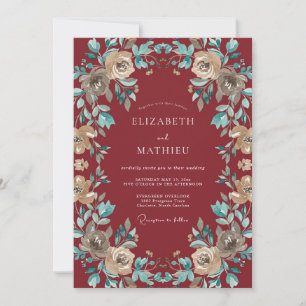 Burgundy Intricate Autumnal Wedding Invitation