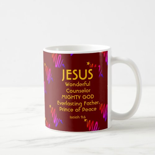 Burgundy Isaiah Jesus Christmas Coffee Mug