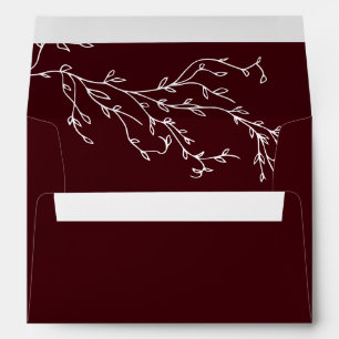 Burgundy & Ivory Botanical Elegant Wedding Envelope