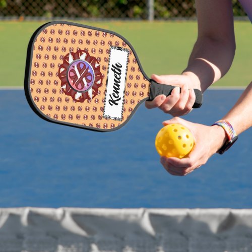 Burgundy_Ivory Clover Ribbon by Kenneth Yoncich Pickleball Paddle