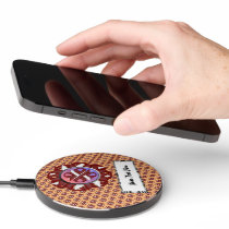 Burgundy-Ivory Clover Ribbon by Kenneth Yoncich Wireless Charger