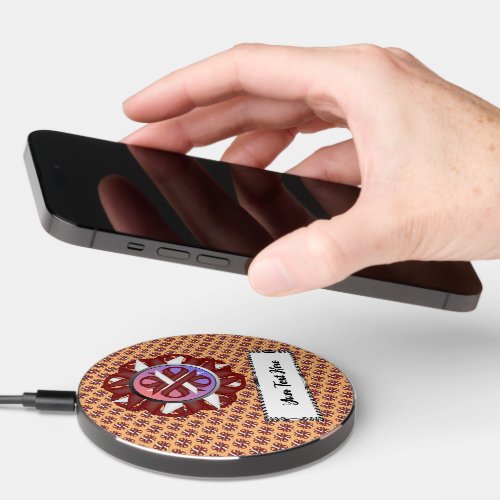 Burgundy_Ivory Clover Ribbon by Kenneth Yoncich Wireless Charger