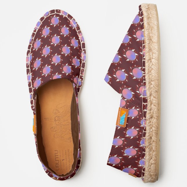 Burgundy-Ivory Disc Ribbon by Kenneth Yoncich Espadrilles (Side)
