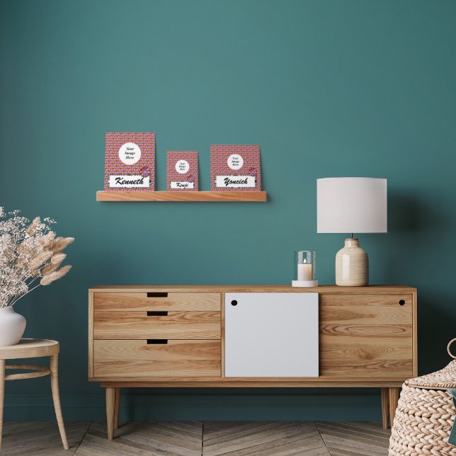 Burgundy-Ivory Disc Ribbon by Kenneth Yoncich Picture Ledge (Living Room)