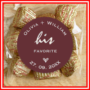 Burgundy & Ivory Elegant Wedding Favors Heart Classic Round Sticker