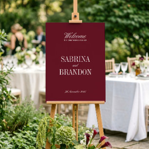 Burgundy & Ivory Elegant Wedding Welcome Foam Sign
