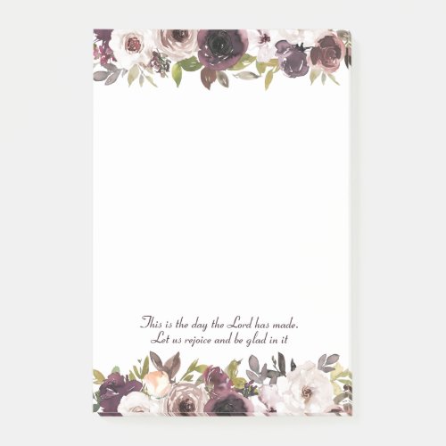 Burgundy Ivory Floral Christian Bible Verse Post_it Notes