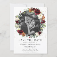 Burgundy Save the Date printable, Burgundy save the date card template, Ivory  Burundy Save the Date, Ivory Cream roses save the date template, Save the  Date with burgundy roses, Burgundy wedding stationery