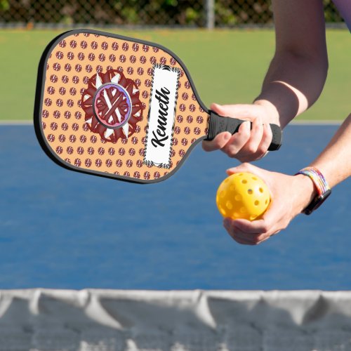 Burgundy_Ivory Flower Ribbon by Kenneth Yoncich Pickleball Paddle