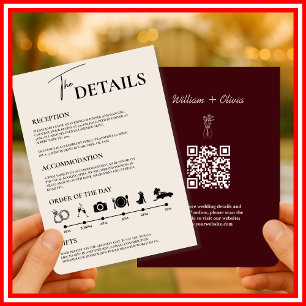 Burgundy & Ivory Formal Wedding Order of Events QR Invitation