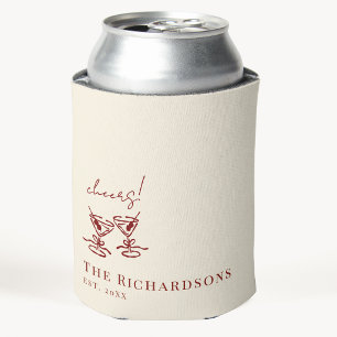 Burgundy Ivory Fun Martini Custom Wedding Favors Can Cooler