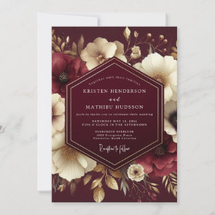 Burgundy Ivory Nocturne Wedding Invitation